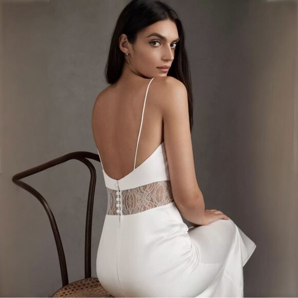 Sachin + Babi‎ White Satin Bridal Midi Slip Dress Size 0 - Picture 2 of 14